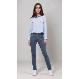 Veronica Beard Jeans Women Sz 26 Grey Exposed Buttons‎ Debbie Skinny Frayed Hem